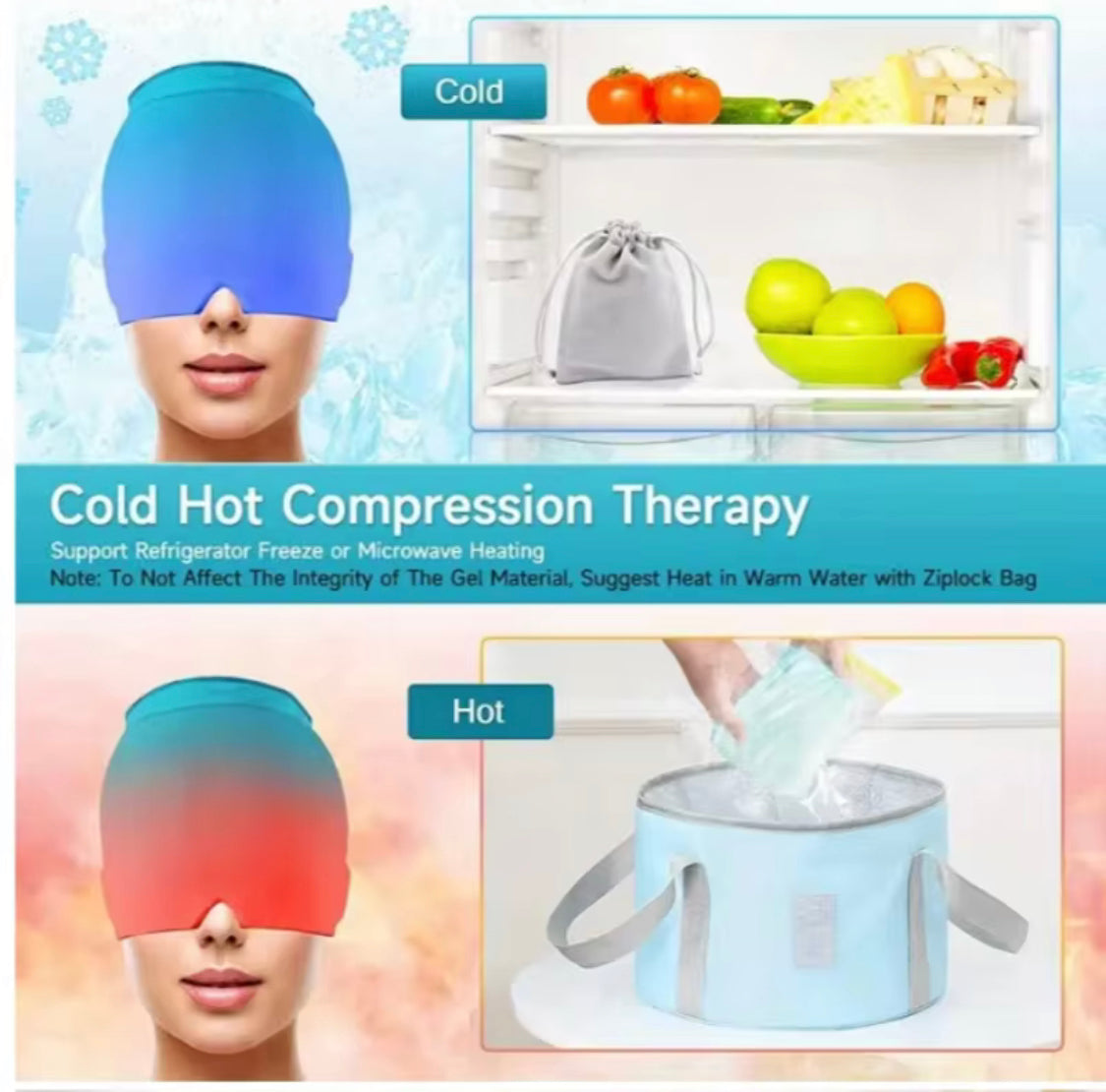 Migraine Relief Ice Gel Cap, Eye Mask For Pressure Relieve Pain, Cold Compress Therapy Cap Migraine Relief Ice Gel Cap, Eye Mask For Pressure Relieve Pain, Cold Compress Therapy Cap